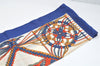 Authentic HERMES Carre Vintage Long Scarf "MACRAME" Silk Blue 4102I