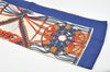 Authentic HERMES Carre Vintage Long Scarf "MACRAME" Silk Blue 4102I