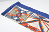 Authentic HERMES Carre Vintage Long Scarf "MACRAME" Silk Blue 4102I