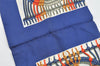 Authentic HERMES Carre Vintage Long Scarf "MACRAME" Silk Blue 4102I