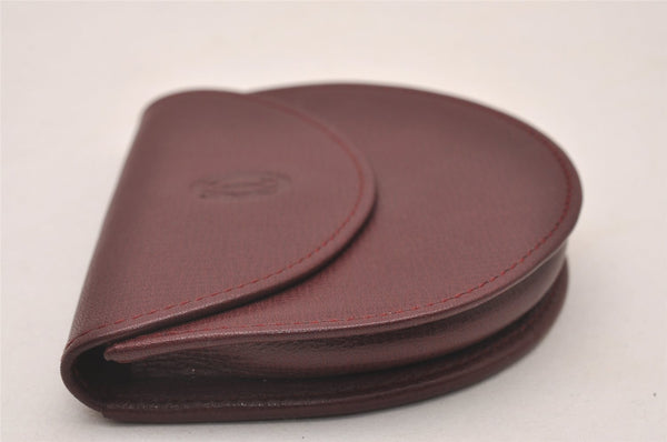 Authentic Cartier Must de Cartier Coin Purse Case Leather Bordeaux Red 4103I