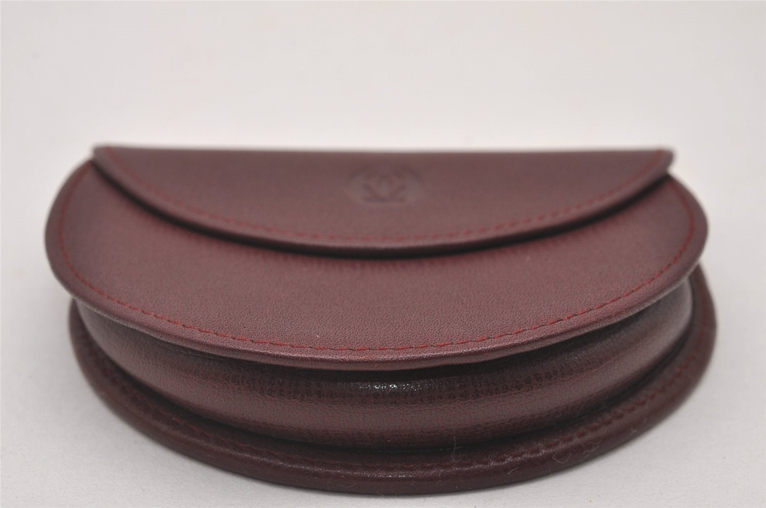 Authentic Cartier Must de Cartier Coin Purse Case Leather Bordeaux Red 4103I