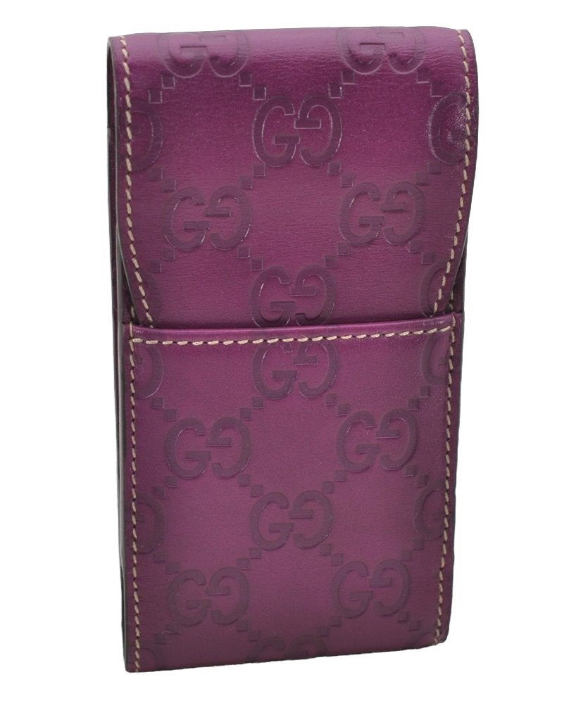Authentic GUCCI Guccissima Cigarette Case Purse GG Leather 181716 Purple 4106I