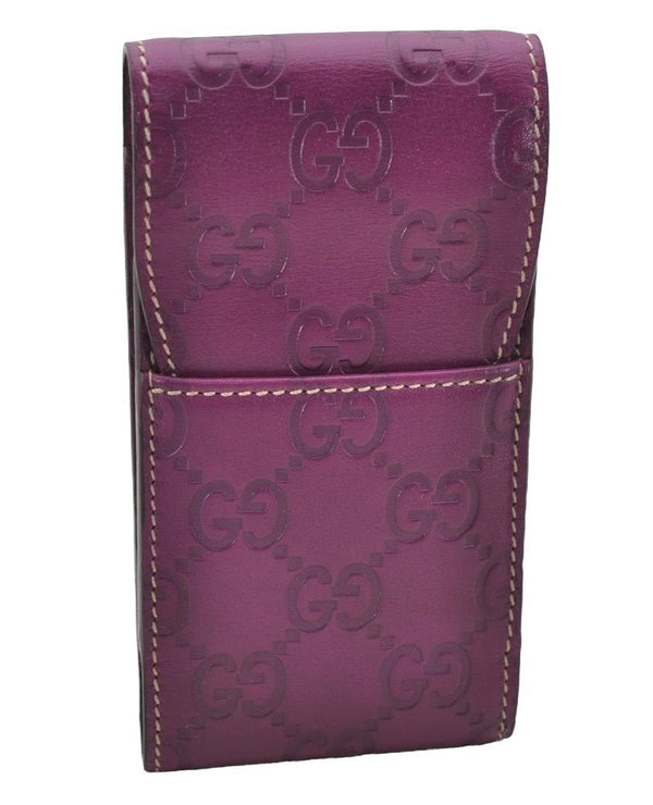 Authentic GUCCI Guccissima Cigarette Case Purse GG Leather 181716 Purple 4106I