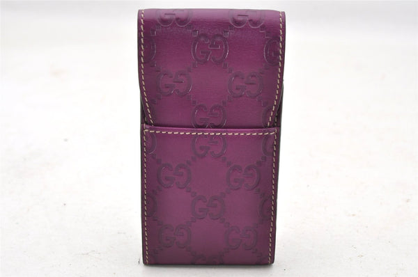 Authentic GUCCI Guccissima Cigarette Case Purse GG Leather 181716 Purple 4106I