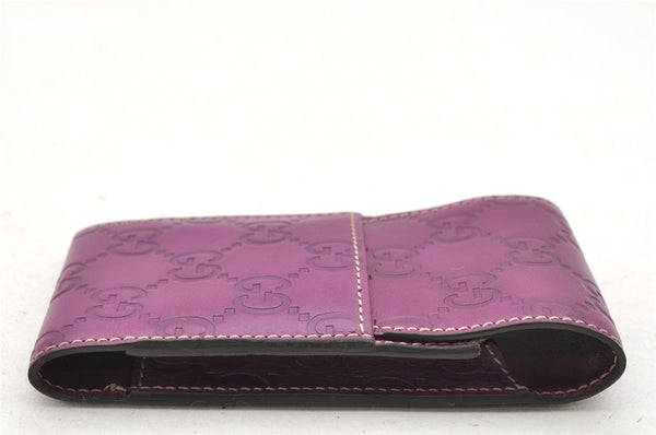 Authentic GUCCI Guccissima Cigarette Case Purse GG Leather 181716 Purple 4106I