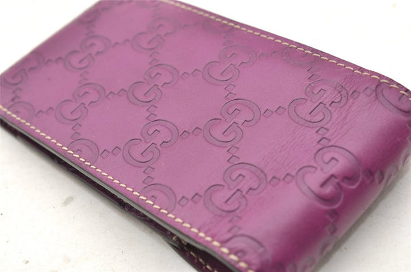 Authentic GUCCI Guccissima Cigarette Case Purse GG Leather 181716 Purple 4106I