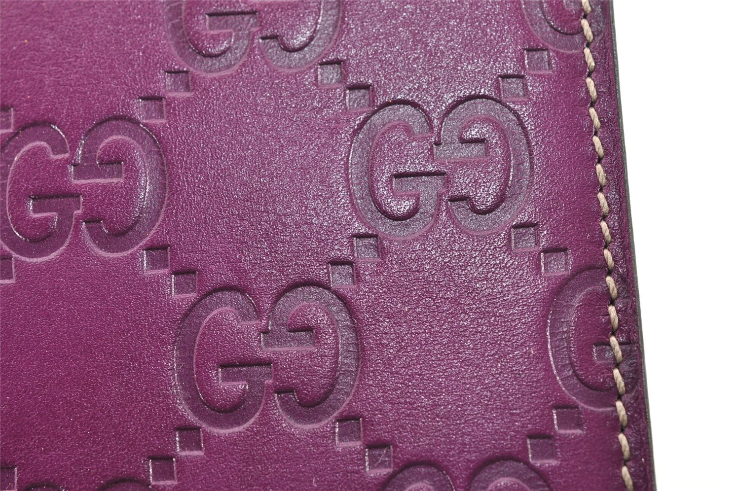 Authentic GUCCI Guccissima Cigarette Case Purse GG Leather 181716 Purple 4106I