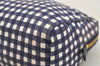 Authentic PRADA Gingham Check Canvas Saffiano Leather Pouch Purse Blue 4107I