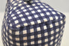 Authentic PRADA Gingham Check Canvas Saffiano Leather Pouch Purse Blue 4107I