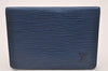 Auth Louis Vuitton Epi Porte 2 Cartes Vertical Card Pass Case M63205 Blue 4109I