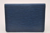 Auth Louis Vuitton Epi Porte 2 Cartes Vertical Card Pass Case M63205 Blue 4109I