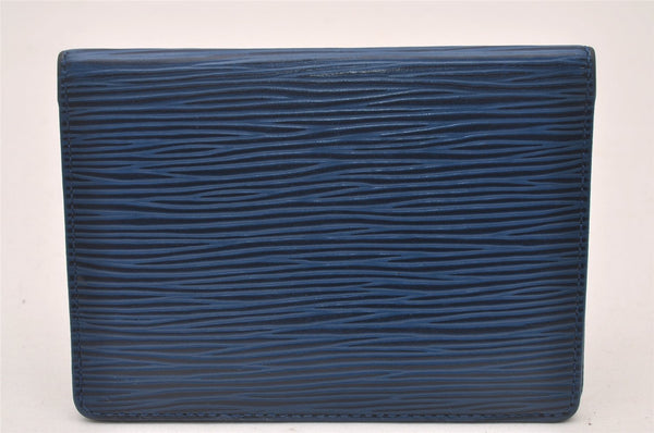 Auth Louis Vuitton Epi Porte 2 Cartes Vertical Card Pass Case M63205 Blue 4109I