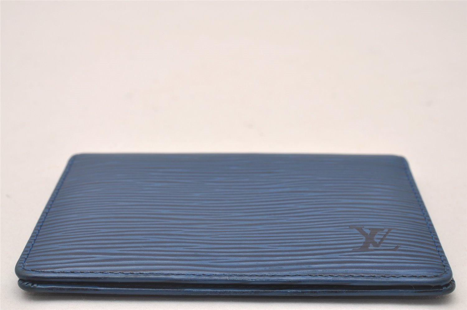 Auth Louis Vuitton Epi Porte 2 Cartes Vertical Card Pass Case M63205 Blue 4109I