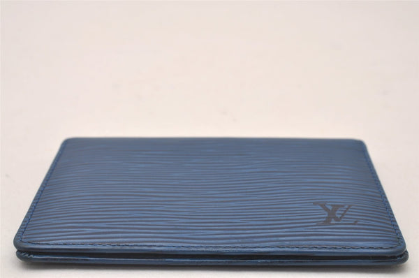 Auth Louis Vuitton Epi Porte 2 Cartes Vertical Card Pass Case M63205 Blue 4109I