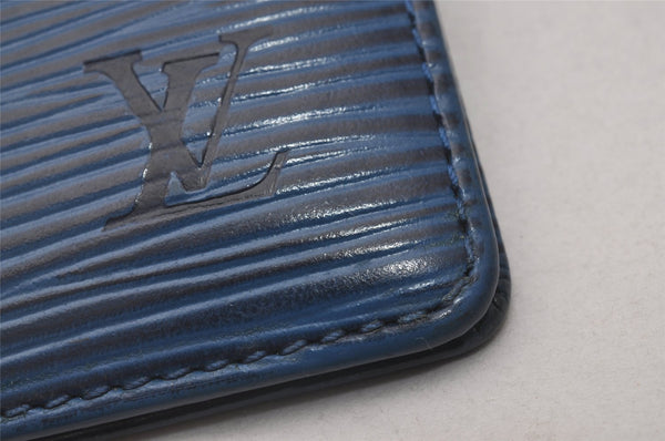 Auth Louis Vuitton Epi Porte 2 Cartes Vertical Card Pass Case M63205 Blue 4109I