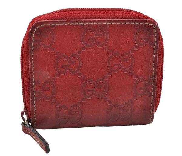 Authentic GUCCI Vintage Guccissima Coin Purse Case GG Leather 115255 Red 4111I