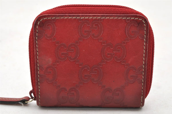 Authentic GUCCI Vintage Guccissima Coin Purse Case GG Leather 115255 Red 4111I