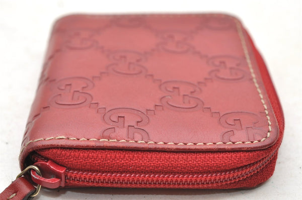 Authentic GUCCI Vintage Guccissima Coin Purse Case GG Leather 115255 Red 4111I