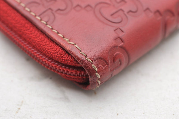 Authentic GUCCI Vintage Guccissima Coin Purse Case GG Leather 115255 Red 4111I