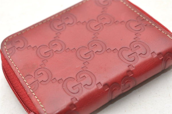 Authentic GUCCI Vintage Guccissima Coin Purse Case GG Leather 115255 Red 4111I