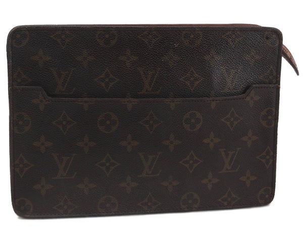 Authentic LOUIS VUITTON Monogram Pochette Homme Clutch Hand Bag M51795 LV 4113B