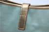 Authentic GUCCI Sherry Line Jackie Shoulder Bag Canvas Leather Light Blue 4114F