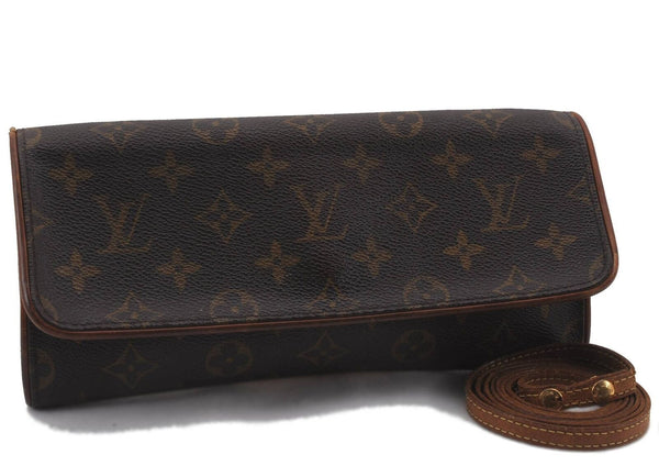 Authentic LOUIS VUITTON Monogram Pochette Twin GM Shoulder Pouch M51852 LV 4115B