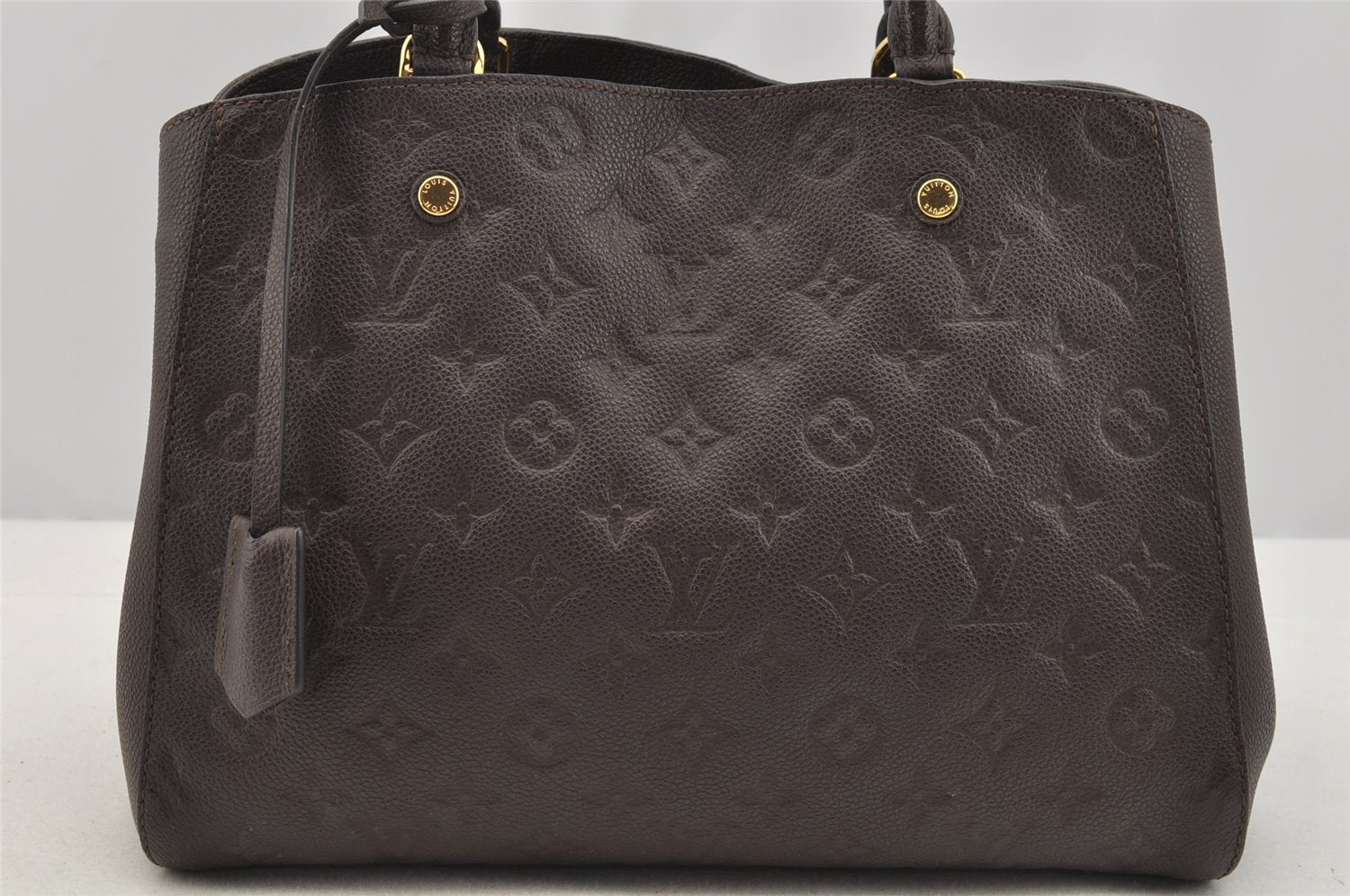 Auth Louis Vuitton Monogram Empreinte Montaigne MM 2Way Hand Bag Brown LV 4115I