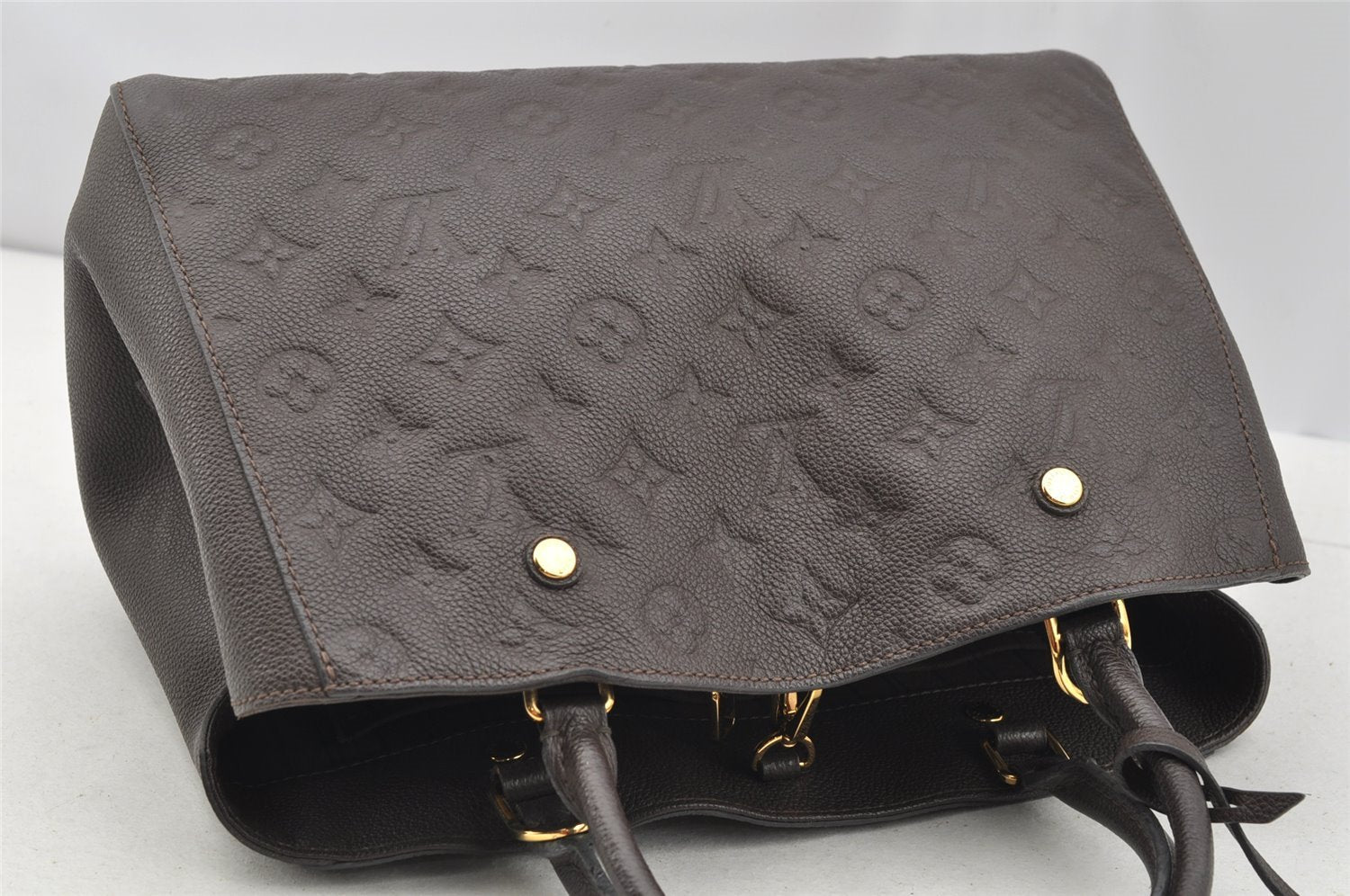 Auth Louis Vuitton Monogram Empreinte Montaigne MM 2Way Hand Bag Brown LV 4115I