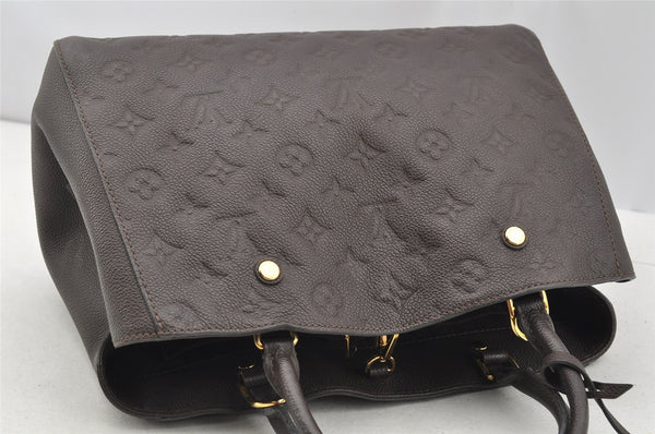Auth Louis Vuitton Monogram Empreinte Montaigne MM 2Way Hand Bag Brown LV 4115I