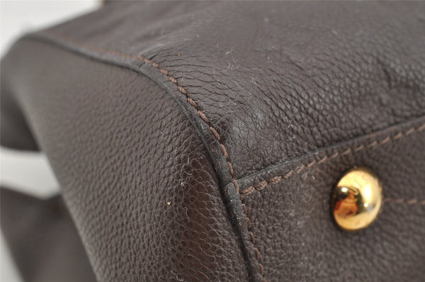 Auth Louis Vuitton Monogram Empreinte Montaigne MM 2Way Hand Bag Brown LV 4115I