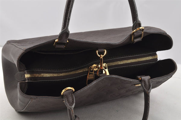 Auth Louis Vuitton Monogram Empreinte Montaigne MM 2Way Hand Bag Brown LV 4115I