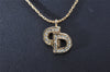 Authentic Christian Dior Gold Chain Rhinestone Pendant Necklace CD 4116I