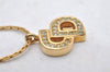 Authentic Christian Dior Gold Chain Rhinestone Pendant Necklace CD 4116I