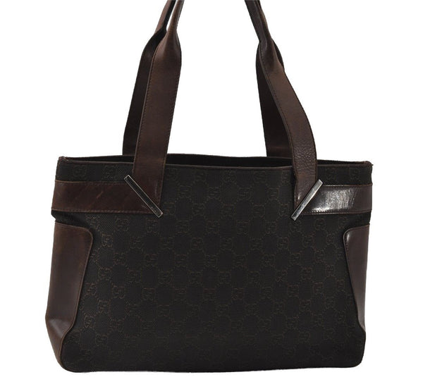 Authentic GUCCI Vintage Shoulder Tote Bag GG Canvas Leather 73983 Brown 4117I
