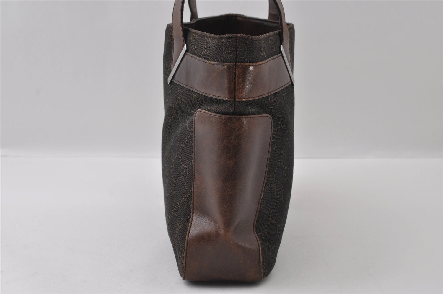 Authentic GUCCI Vintage Shoulder Tote Bag GG Canvas Leather 73983 Brown 4117I