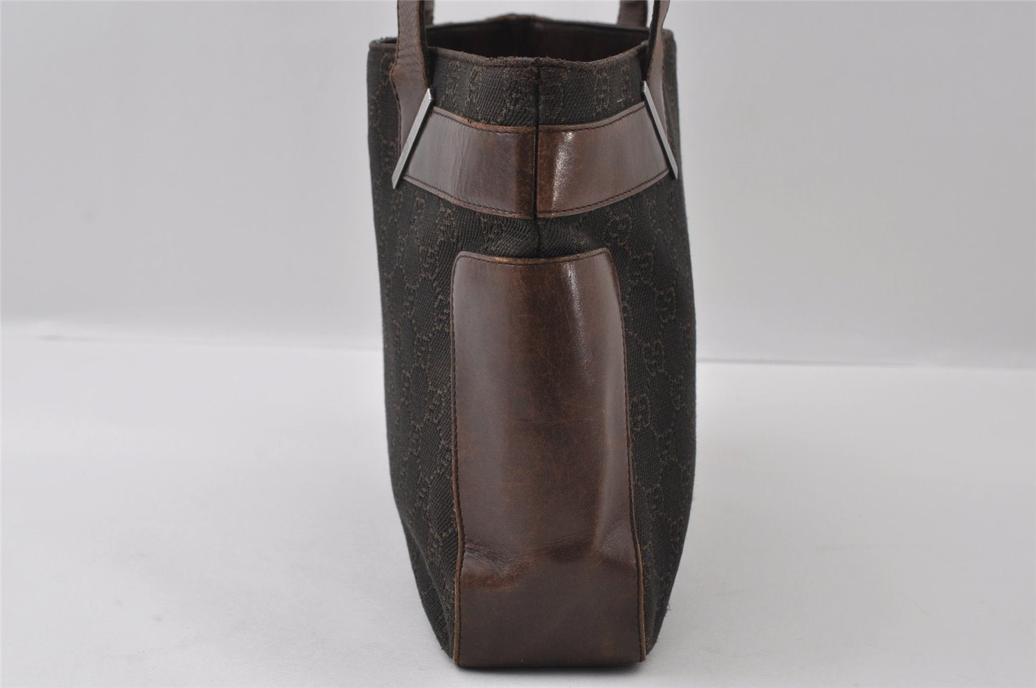 Authentic GUCCI Vintage Shoulder Tote Bag GG Canvas Leather 73983 Brown 4117I