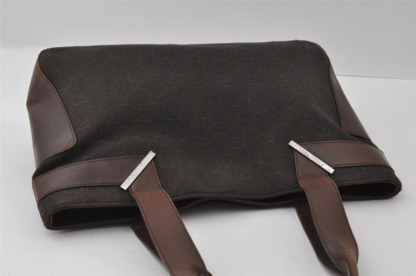 Authentic GUCCI Vintage Shoulder Tote Bag GG Canvas Leather 73983 Brown 4117I