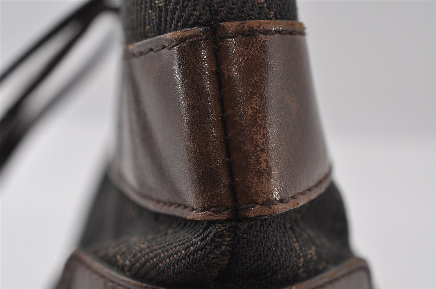 Authentic GUCCI Vintage Shoulder Tote Bag GG Canvas Leather 73983 Brown 4117I