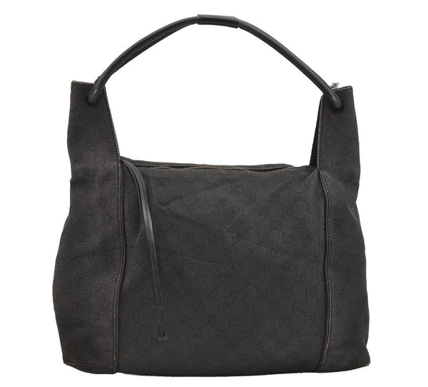 Authentic GUCCI Vintage Shoulder Tote Bag GG Canvas Leather 101292 Black 4118I