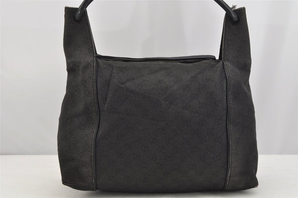 Authentic GUCCI Vintage Shoulder Tote Bag GG Canvas Leather 101292 Black 4118I