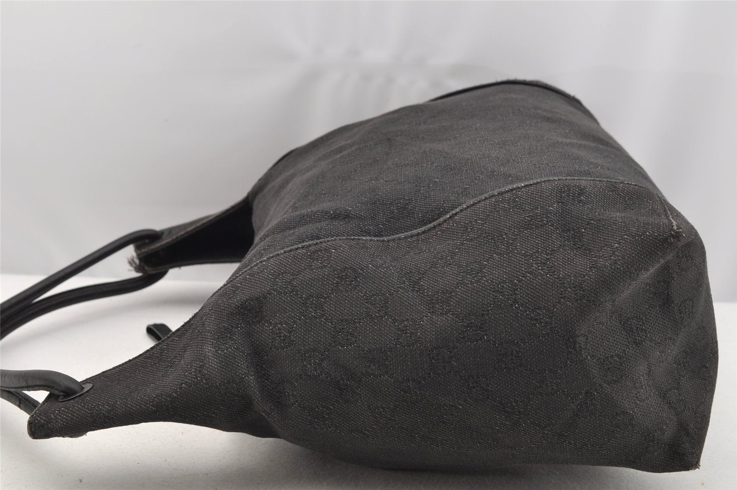 Authentic GUCCI Vintage Shoulder Tote Bag GG Canvas Leather 101292 Black 4118I