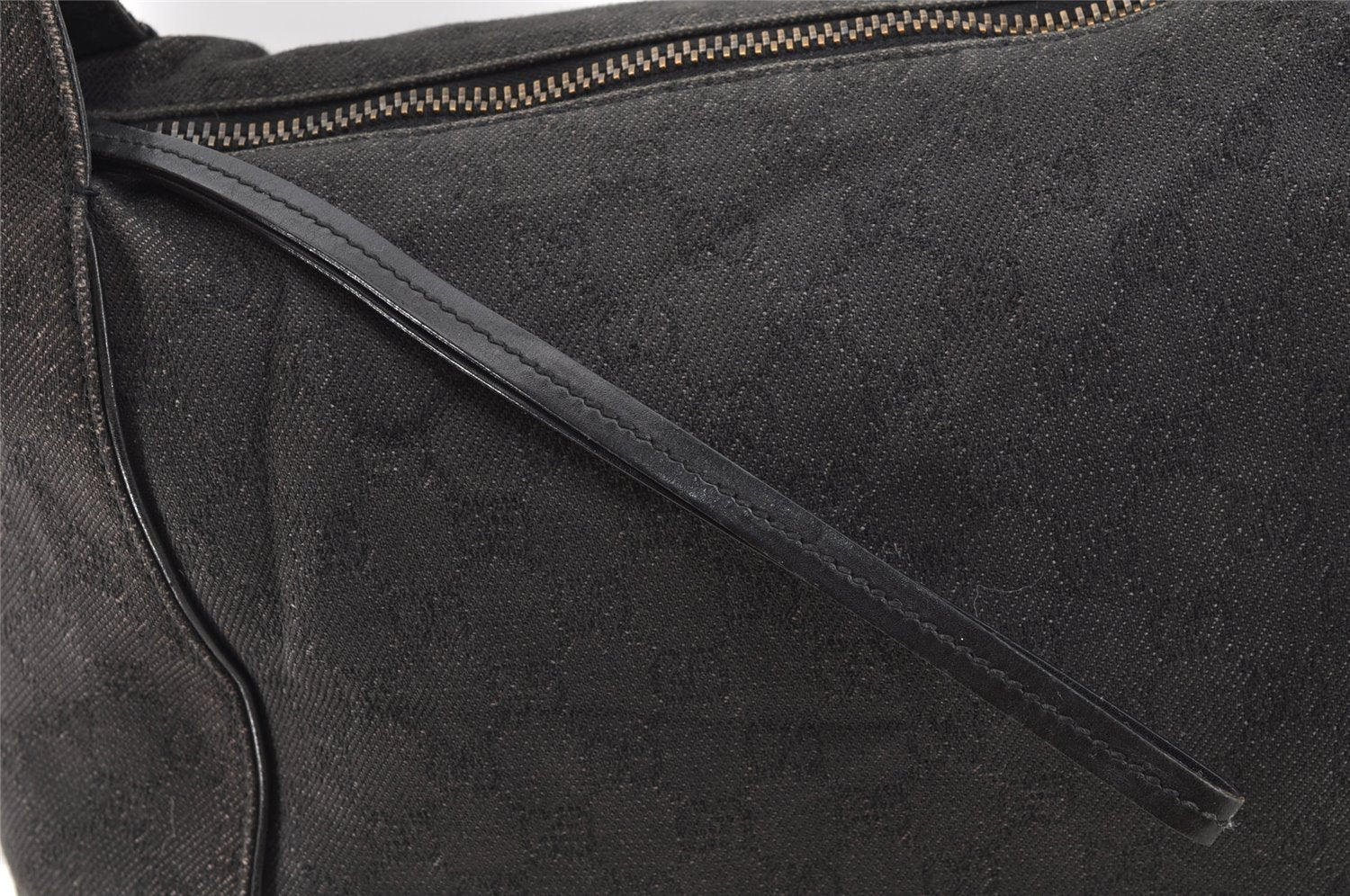 Authentic GUCCI Vintage Shoulder Tote Bag GG Canvas Leather 101292 Black 4118I