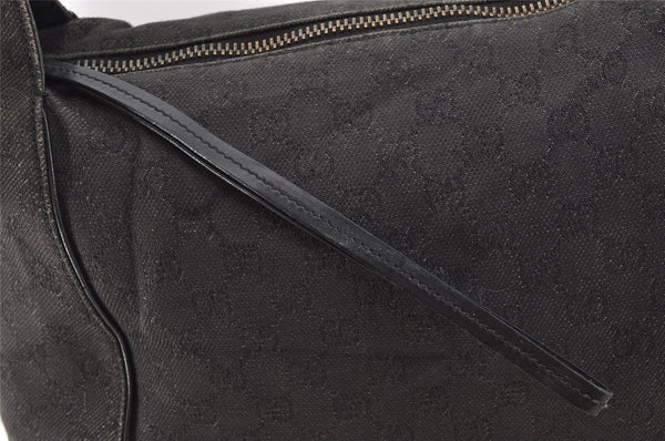 Authentic GUCCI Vintage Shoulder Tote Bag GG Canvas Leather 101292 Black 4118I