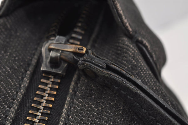 Authentic GUCCI Vintage Shoulder Tote Bag GG Canvas Leather 101292 Black 4118I