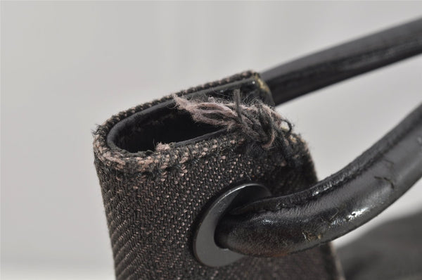 Authentic GUCCI Vintage Shoulder Tote Bag GG Canvas Leather 101292 Black 4118I