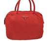 Authentic PRADA Vintage Nylon Tessuto Hand Bag Purse Red 4120I