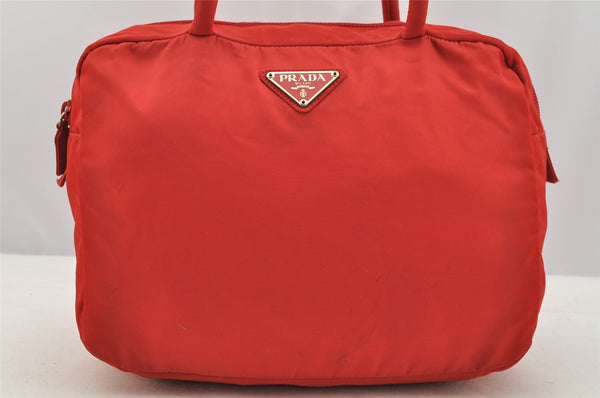 Authentic PRADA Vintage Nylon Tessuto Hand Bag Purse Red 4120I