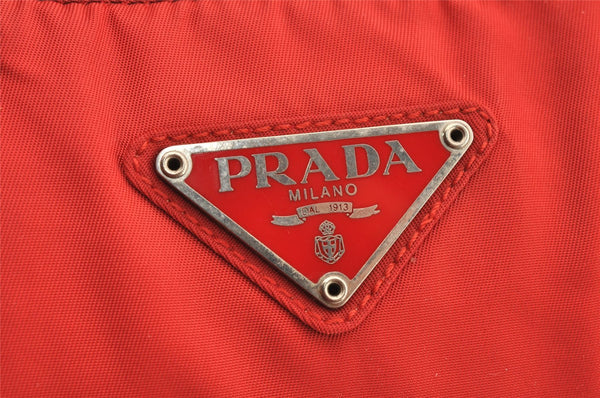 Authentic PRADA Vintage Nylon Tessuto Hand Bag Purse Red 4120I